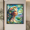 (Grande Taille) Flower girl-pleine peinture de diamant rond-50 * 60cm