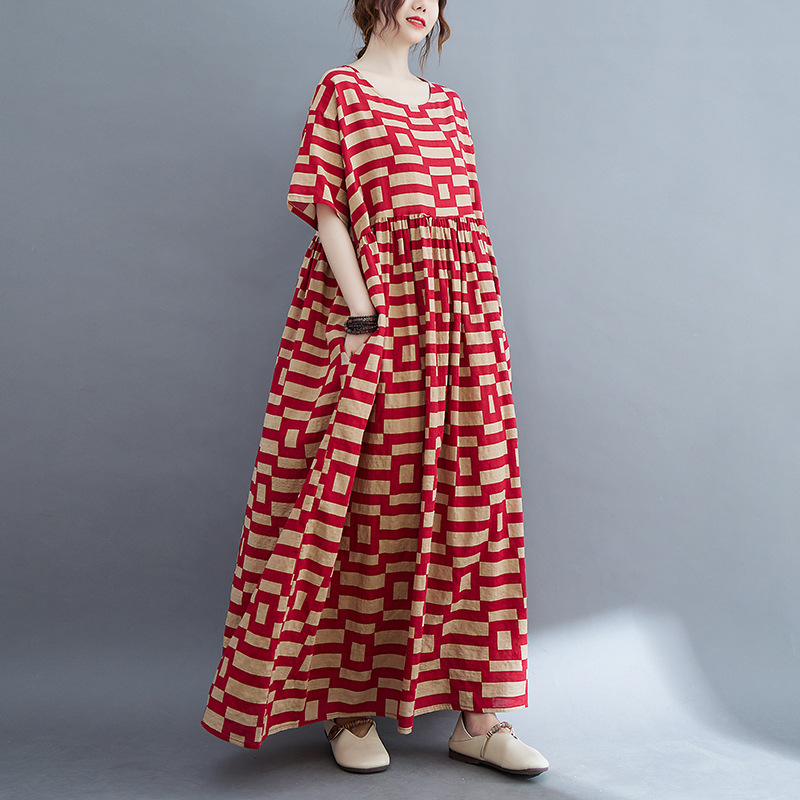 Literary Print Short Sleeve Maxi Dress