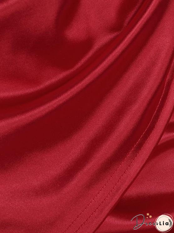 Overlap Silky Draped Slinky Slip Dress