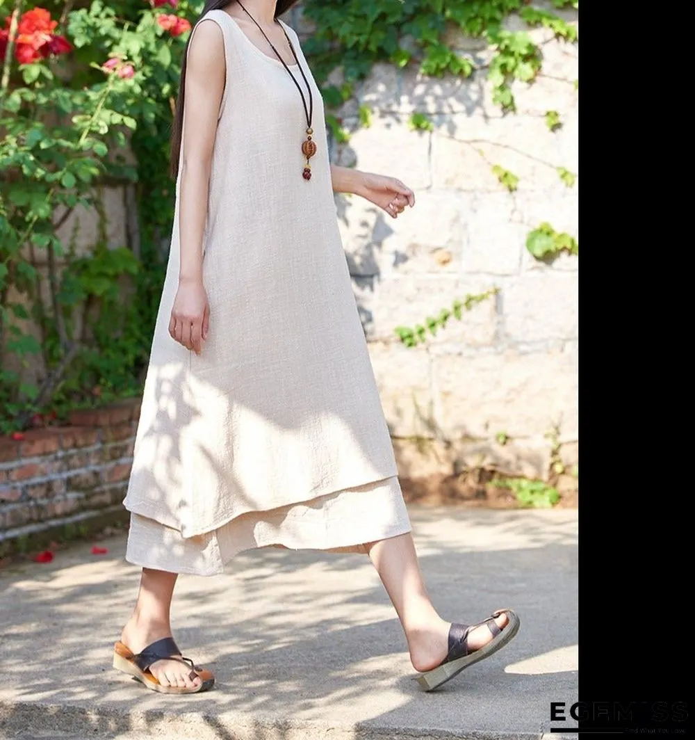 Bohemian holiday stitching dress White Dresses | EGEMISS