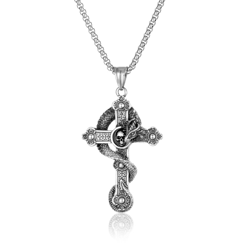 Hip-Hop Retro Cross 304 Stainless Steel Men's Pendant Necklace