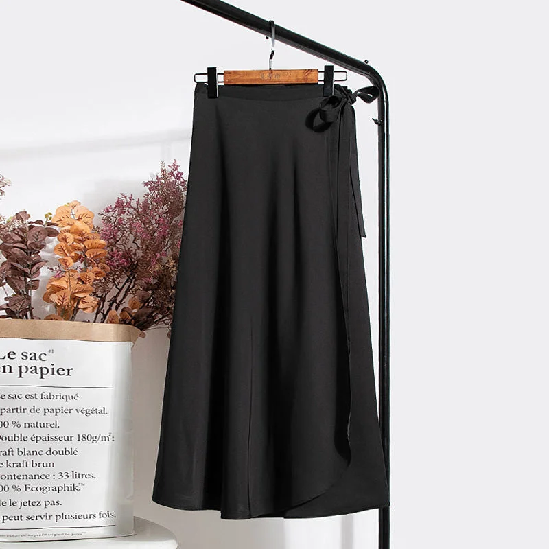 Skirts Women Tender Charm Daily Pure Chiffon Ulzzang Side-slit College Elegant Simple Clothing Summer Leisure Artistic Lace-Up