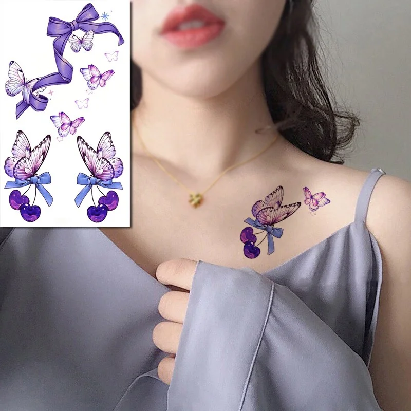 Waterproof Temporary Tattoo Sticker Black Wolf Arrow Rose Butterfly Flash Tattoos Totem Line Body Art Hand Fake Tatoos Women Men