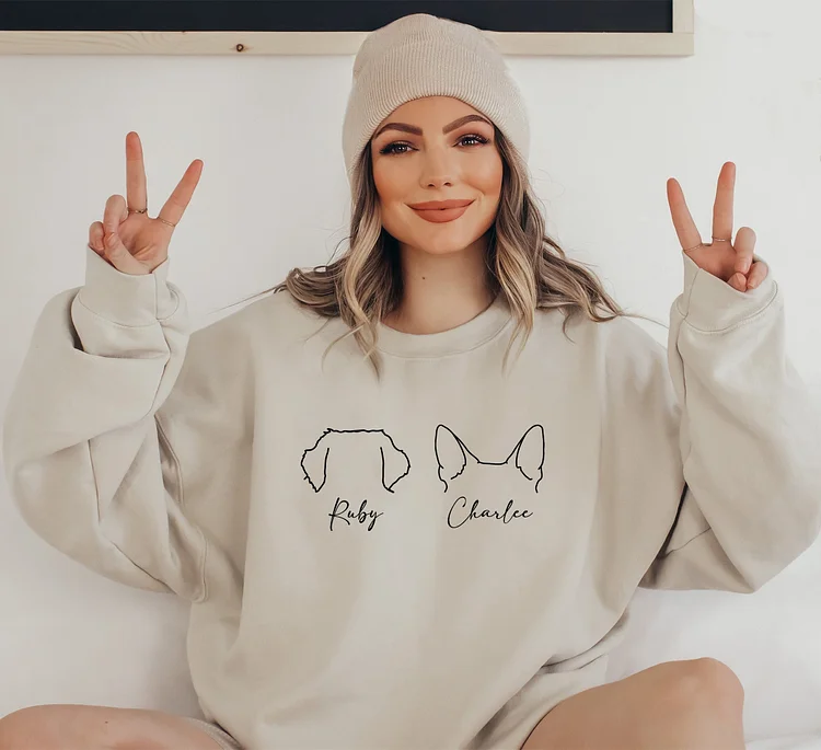 Custom Dog Sweatshirt, Personalized Dog Ears Sweatshirt with Name