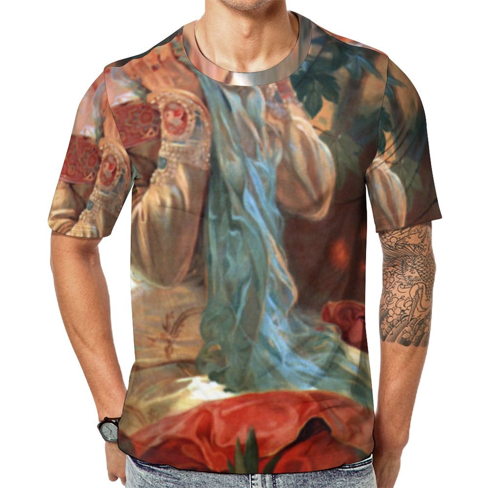 Alfons Mucha 1903 Lefevre Utile Short Sleeve Print Unisex Tshirt Summer Casual Tees for Men and Women Coolcoshirts