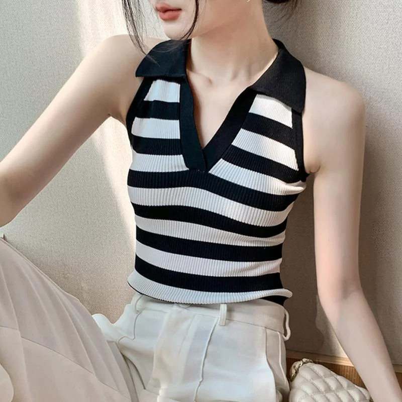 Wongn Camisole Women's New Summer Dopamine Wear V-neck Hooded Halterneck Lapel Sleeveless Top