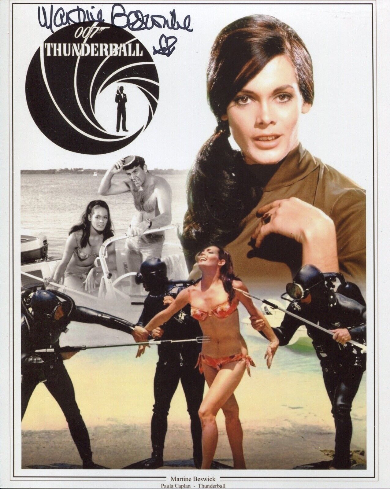 007 Bond girl Martine Beswick signed THUNDERBALL montage Photo Poster painting - UACC DEALER