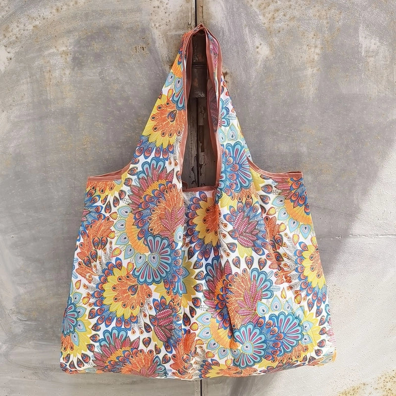 Spot Japanese Printed Environmental Bag Large 210T Supermarket Folding Shopping Bag Thickened Tote Bag Shopping Bag