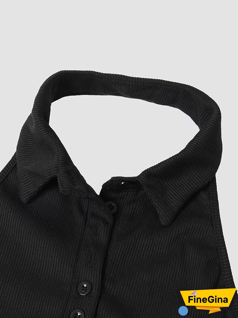 Pink Halter Ribbed Open Back Button Mini Bodycon Dress