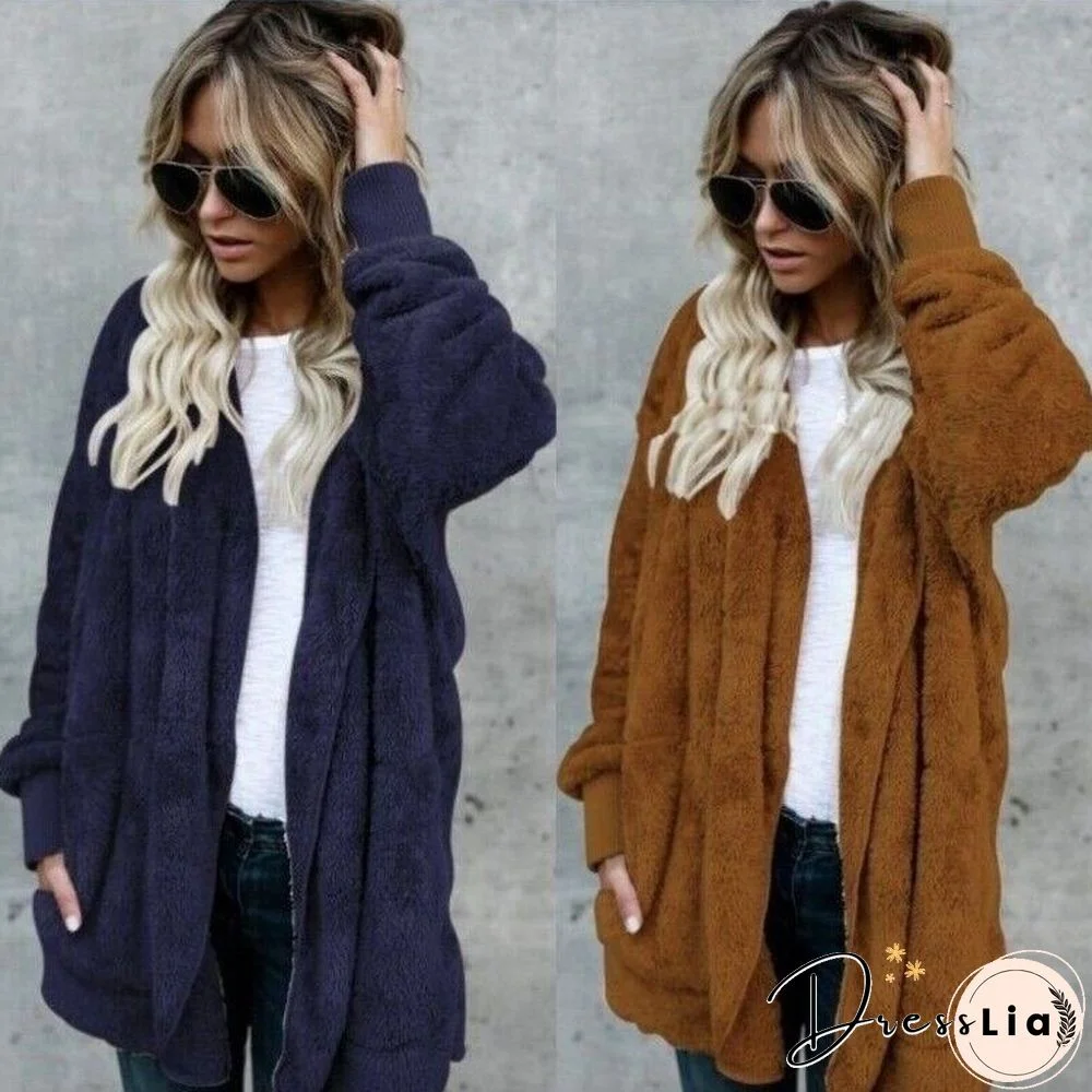 Autumn And Winter Hoodies Women Wool Warm Cotton Coat Sweatshirt Mid-length Double-sided Anti-fur Coat