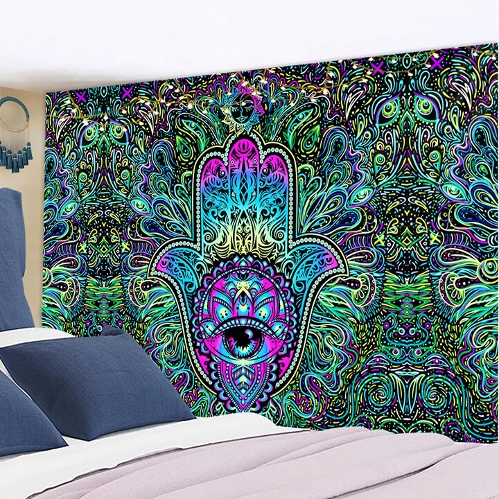 Datura Sun Tapestry Wall Hanging Eyes Psychedelic Terror Colorful Polyester Background Cloth Living Room Home Decor