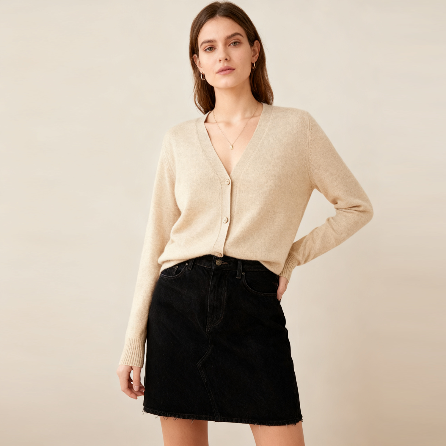 Solid Color Relaxed Women's Cashmere Sweater REAL SILK LIFE