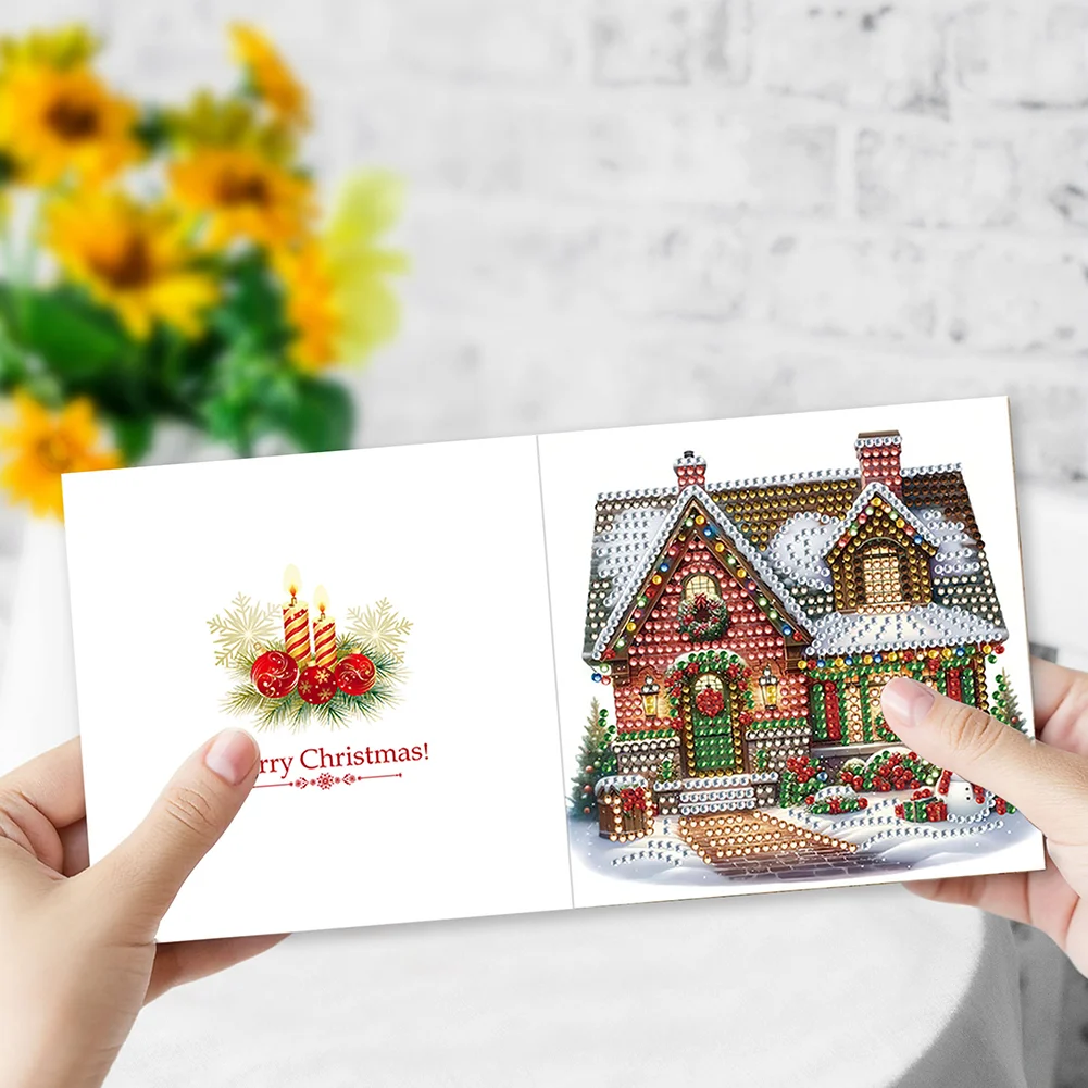 12pcs DIY Christmas Snowman DIY Diamond Painting Card for Friends Family Gift【With White Envelope】