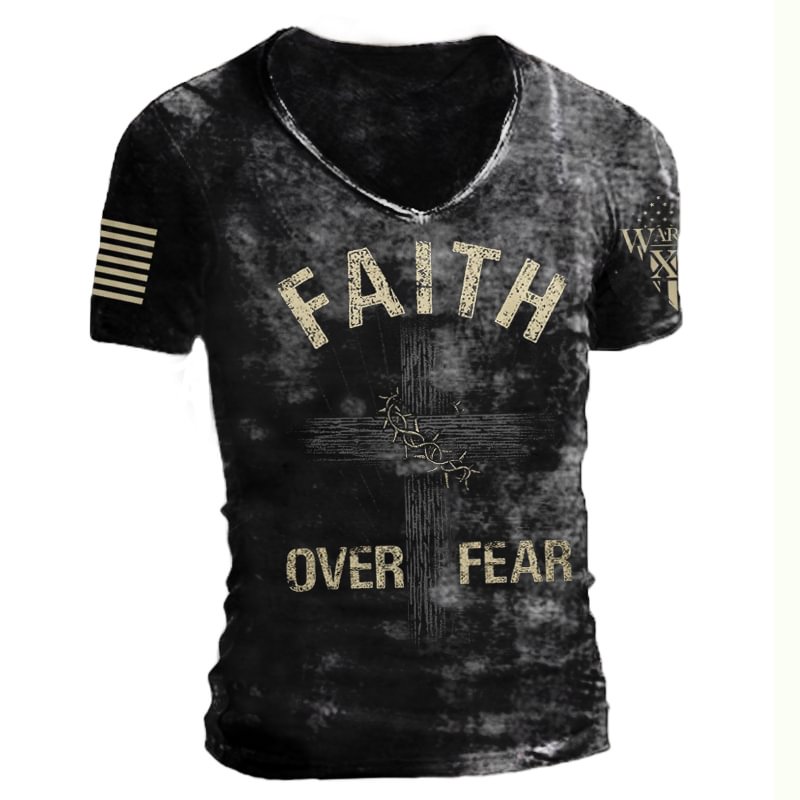 FAITH OVER FEAR print T-shirt / [viawink] /