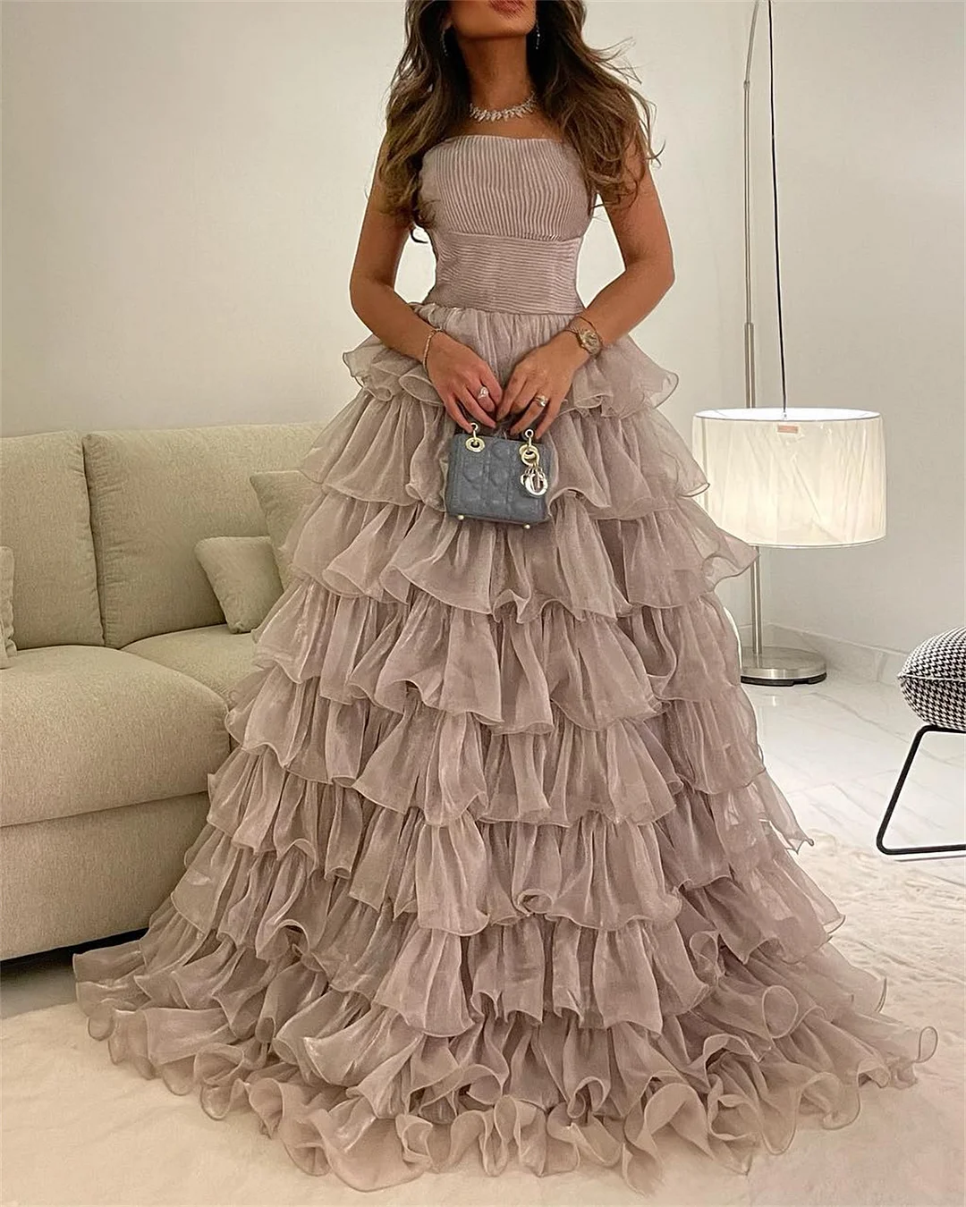 Women's Tube Top Ruffled Cake Dress