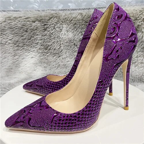 VCshoes Purple Pumps Women Ladies 12cm Stiletto High Heels Ladies Pointed Toe Party Shoes YG068