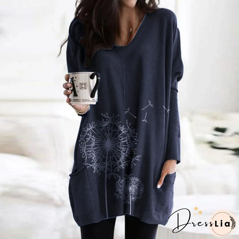 Women Dandelion Pattern Loose Top