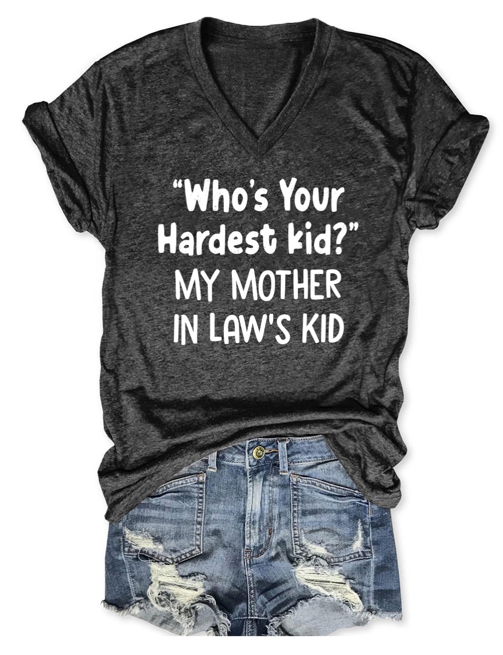 Who's Your Hardest Kid V-Neck T-Shirt