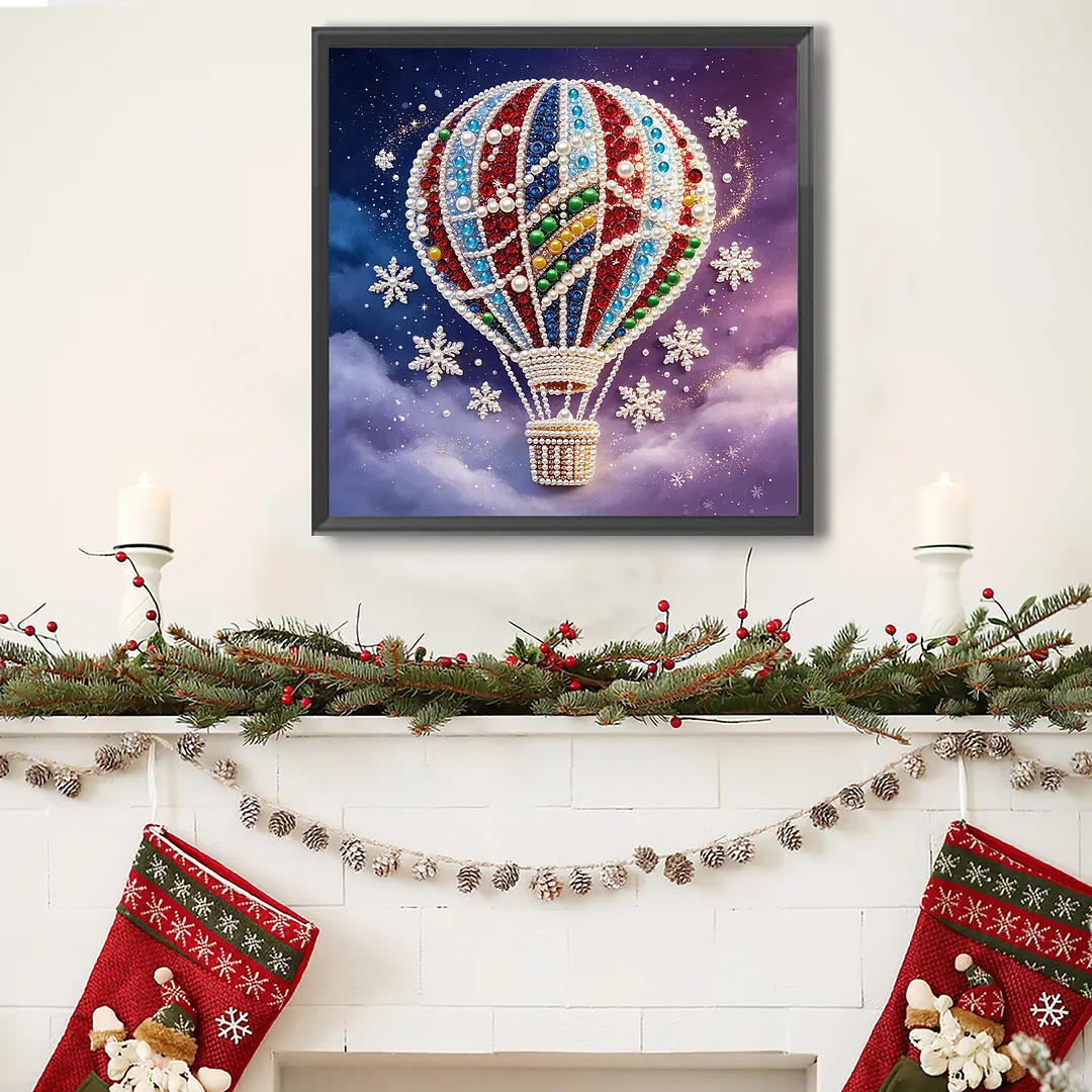 DIY Bead Art Pearl Painting Kit Frameless Canvas 30x30cm(Sky Balloon)