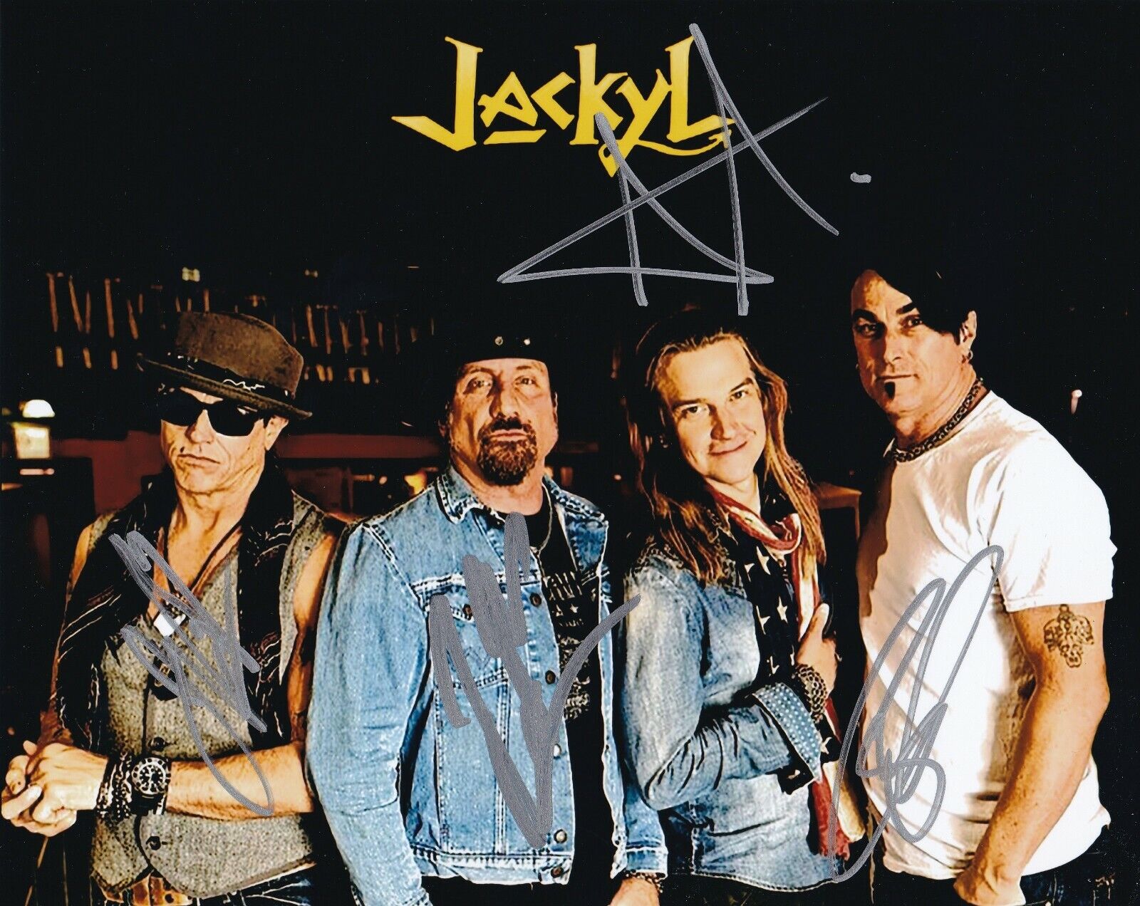 Jackyl REAL hand SIGNED Photo Poster painting #1 COA Autographed by all 4 members