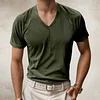  Men's V-Neck Ribbed T-Shirt - Stylish and Comfortable for Everyday Wear by Inlyline