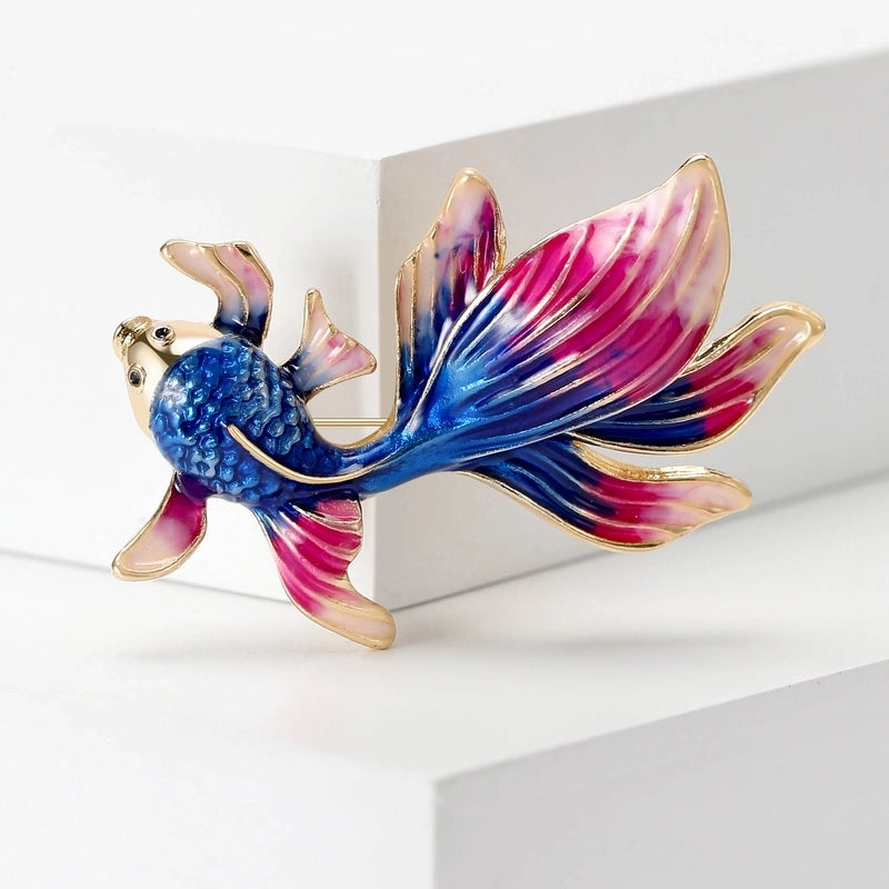 Chinoiserie Pin Goldfish Alloy Enamel Women’s Brooches