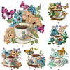 Coffee Flower Butterfly-Partial Speical Shaped Diamond Painting 30*30CM