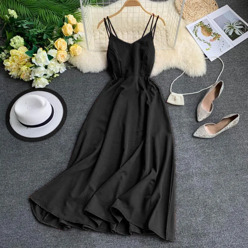 Fitaylor Sexy Spaghetti Strap Long Dress Women Elegant Backless Dresses Vintage Beach Party Maxi Dress Robe Vestidos