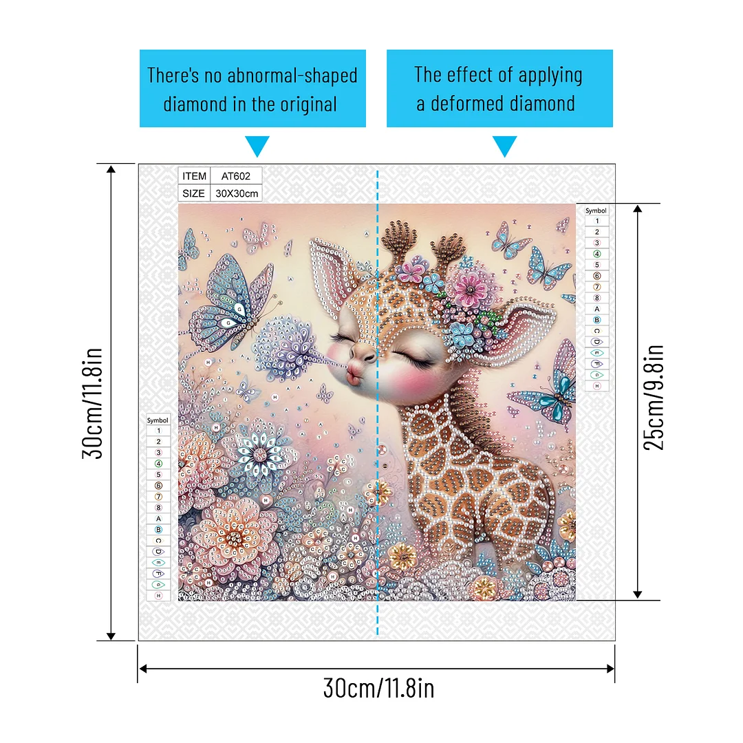 Diamond Painting - Partial Special Shaped Drill - Cute Flower Giraffe(Canvas|30*30cm)