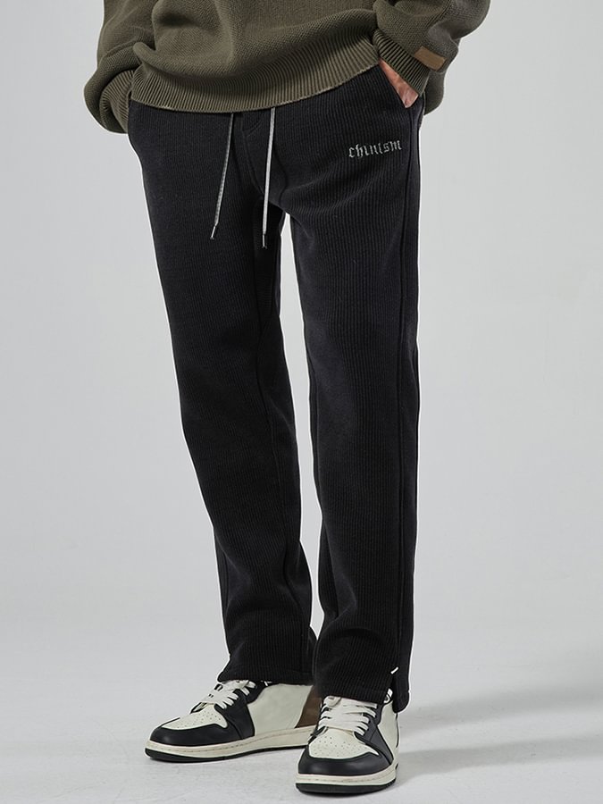 Men's Black Embroidered Casual Pants
