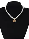 Simple Single-Layer Geometric Round Bead Scallop Necklace