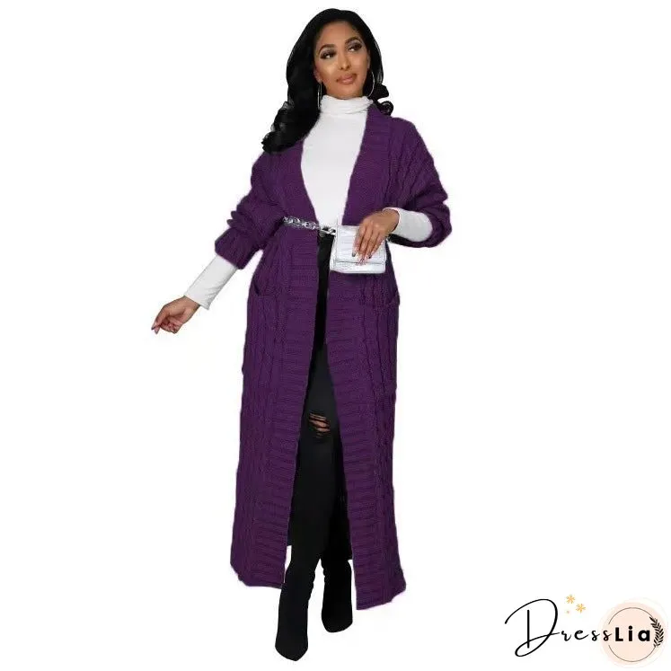 Women's Fashion Casual Long-sleeved Long Solid Color Sweaters