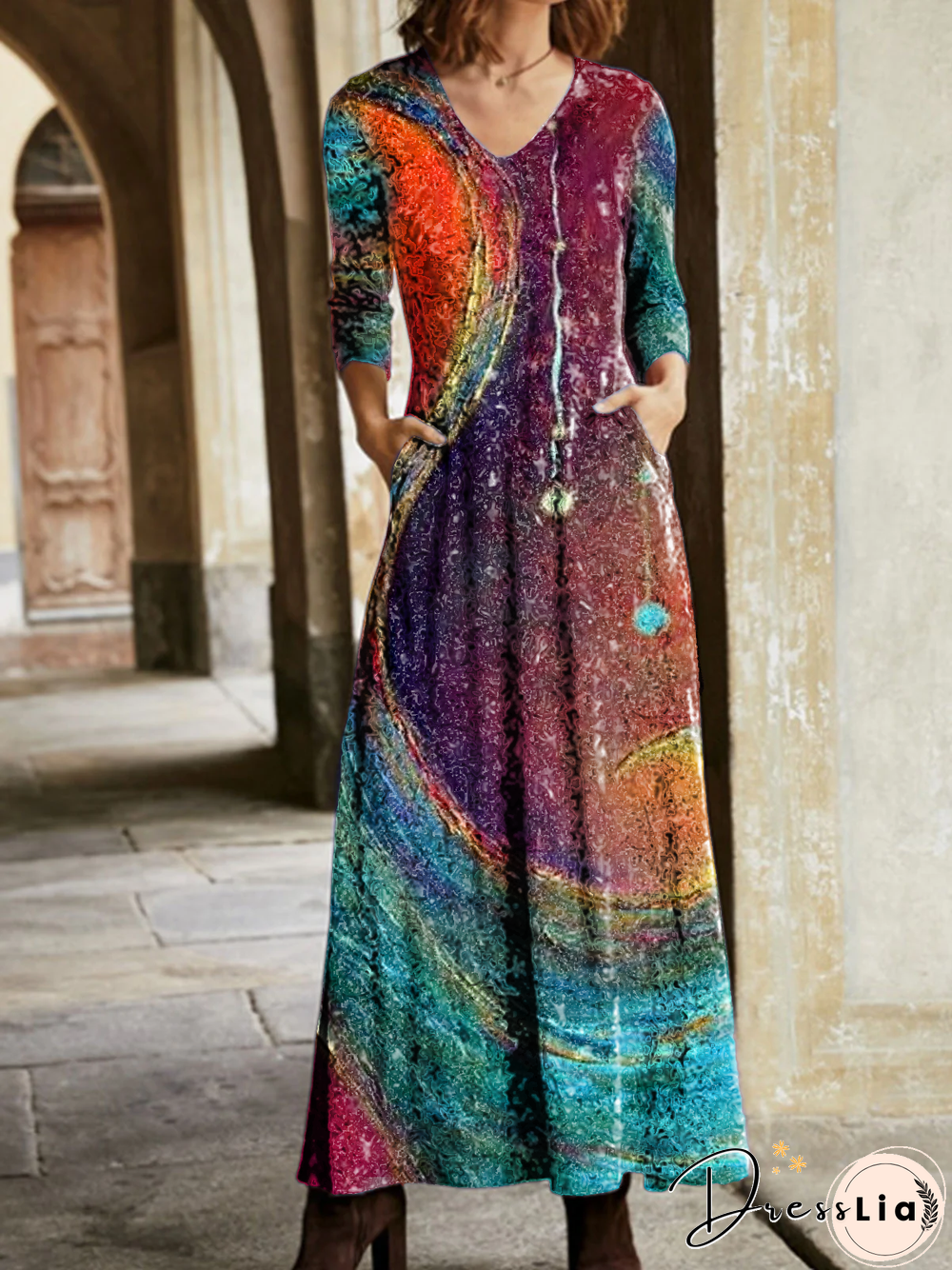 Plus size Printed Casual Knitting Dress