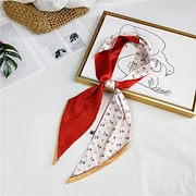 Imaginarygam Women color bag decoration long neck tie headband narrow satin hair neckerchief skinny silk small scarf with twill hem SJ206 Scarf