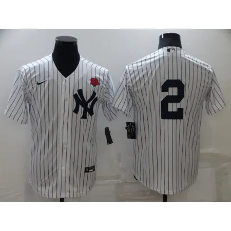 Men's New York Yankees #2 Derek Jeter White Cool Base Stitched Baseball Jersey EBCZ