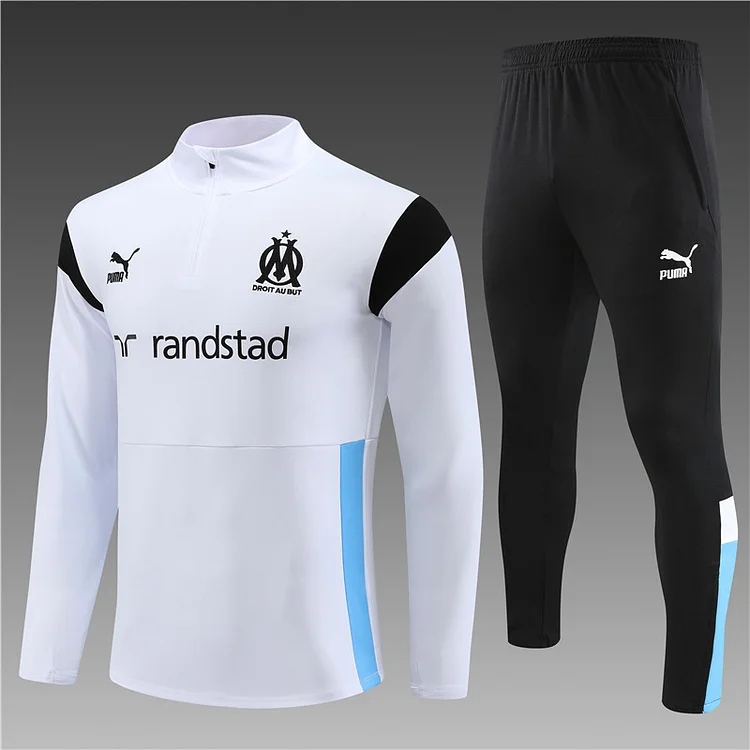 2023-24 Marseille white half-zip training jersey
