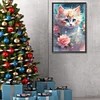 [Stock limit&eacute; - Peinture diamant](Grande Taille) Chaton sous les fleurs volantes-plein rond diamant peinture-40 * 60cm