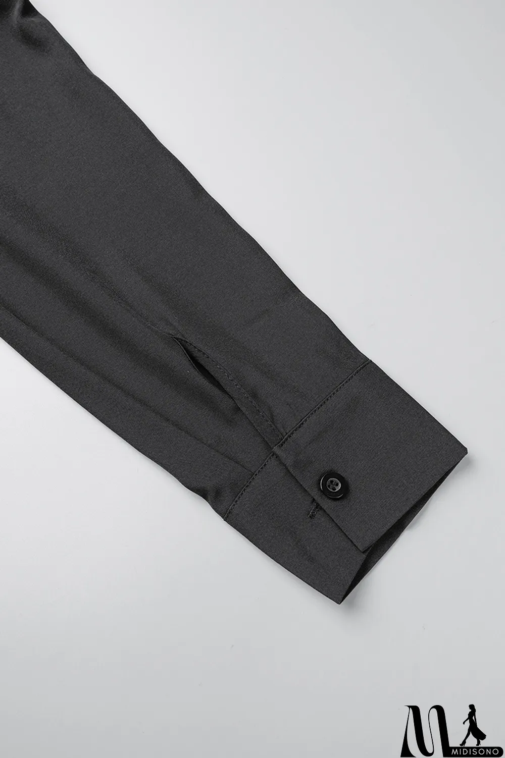 MidiSono - Brown Casual Solid Patchwork Buckle Turndown Collar Tops