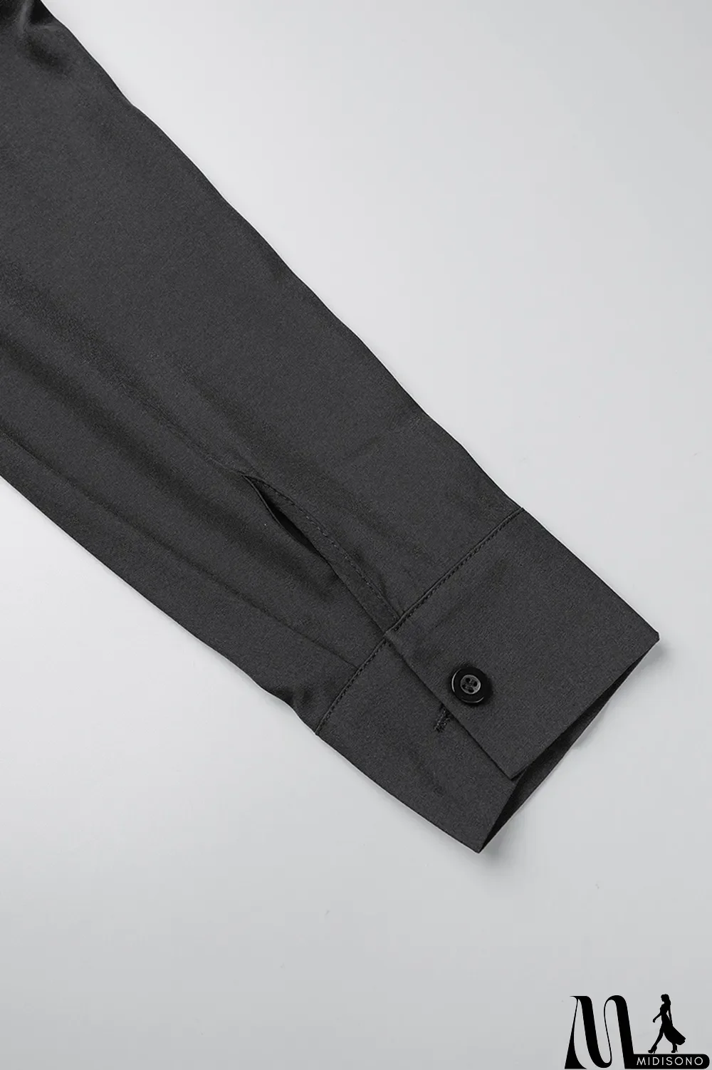 MidiSono - Brown Casual Solid Patchwork Buckle Turndown Collar Tops