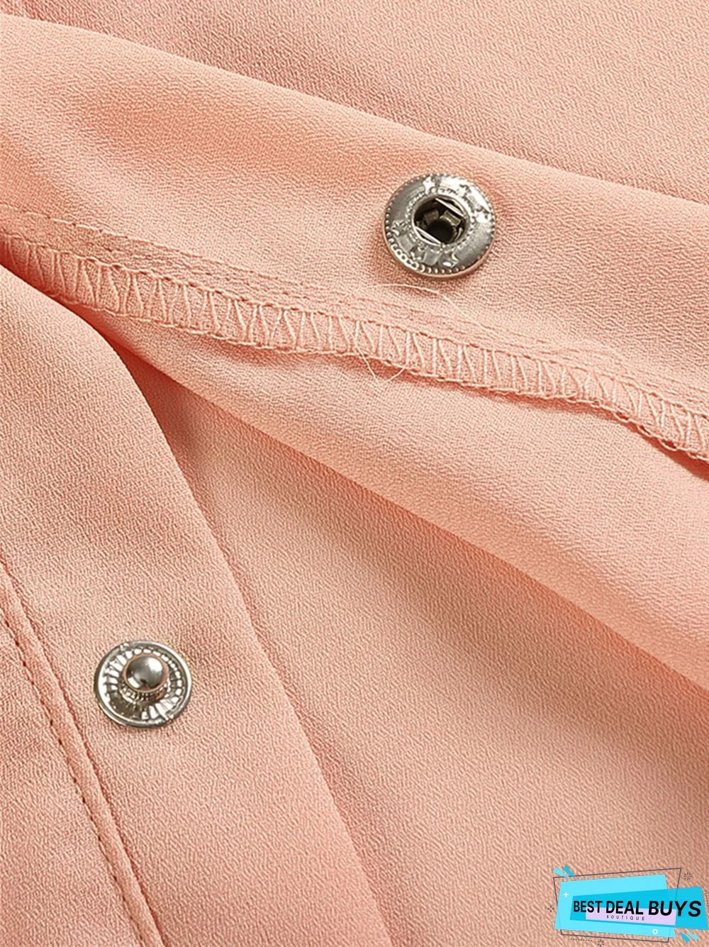 Long Sleeve Button Lace Solid Color Dress