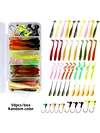 40pcs Soft Fishing Lures Kit with 10pcs Jig Head Hook Artificial Bait Soft Bait