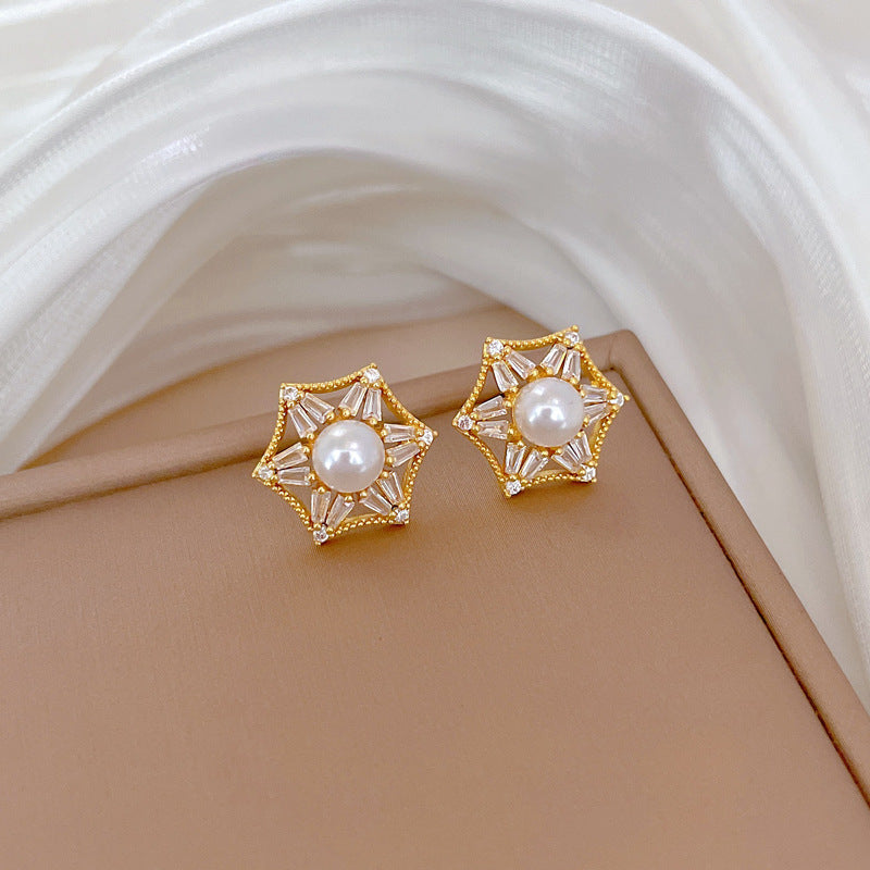 Korean Cosmos Geometric Titanium Steel Electroplating Earrings