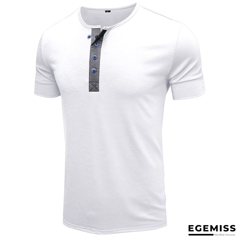 T-shirt with Short Sleeves Henry Shirt Round Neck Cotton T-shirt Men's Clothes | EGEMISS