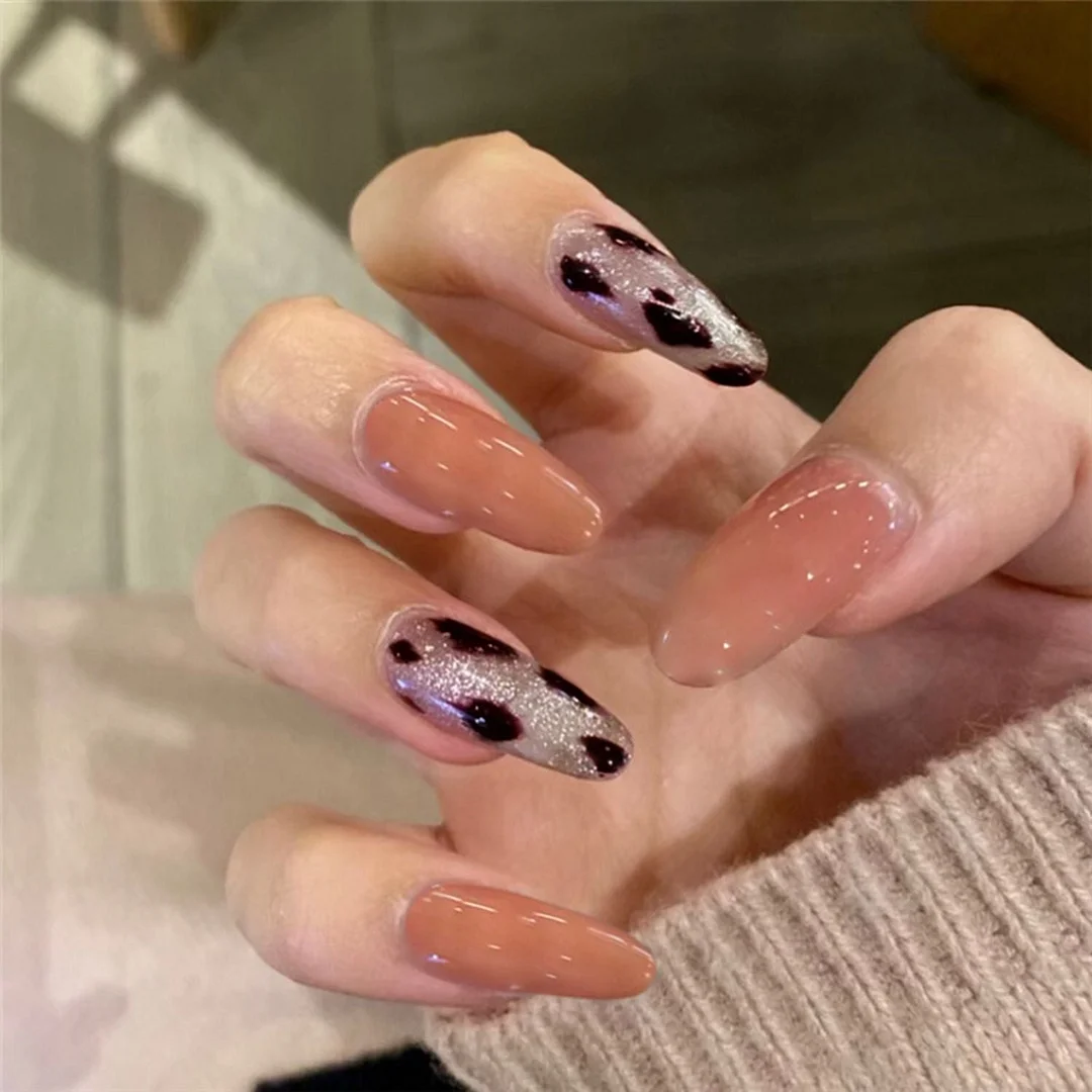 24pcs Aesthetic Northern Lights stiletto nail tips Simple Fashion Lasting Fake Nails Wearable Full Cover Finished Fingernails