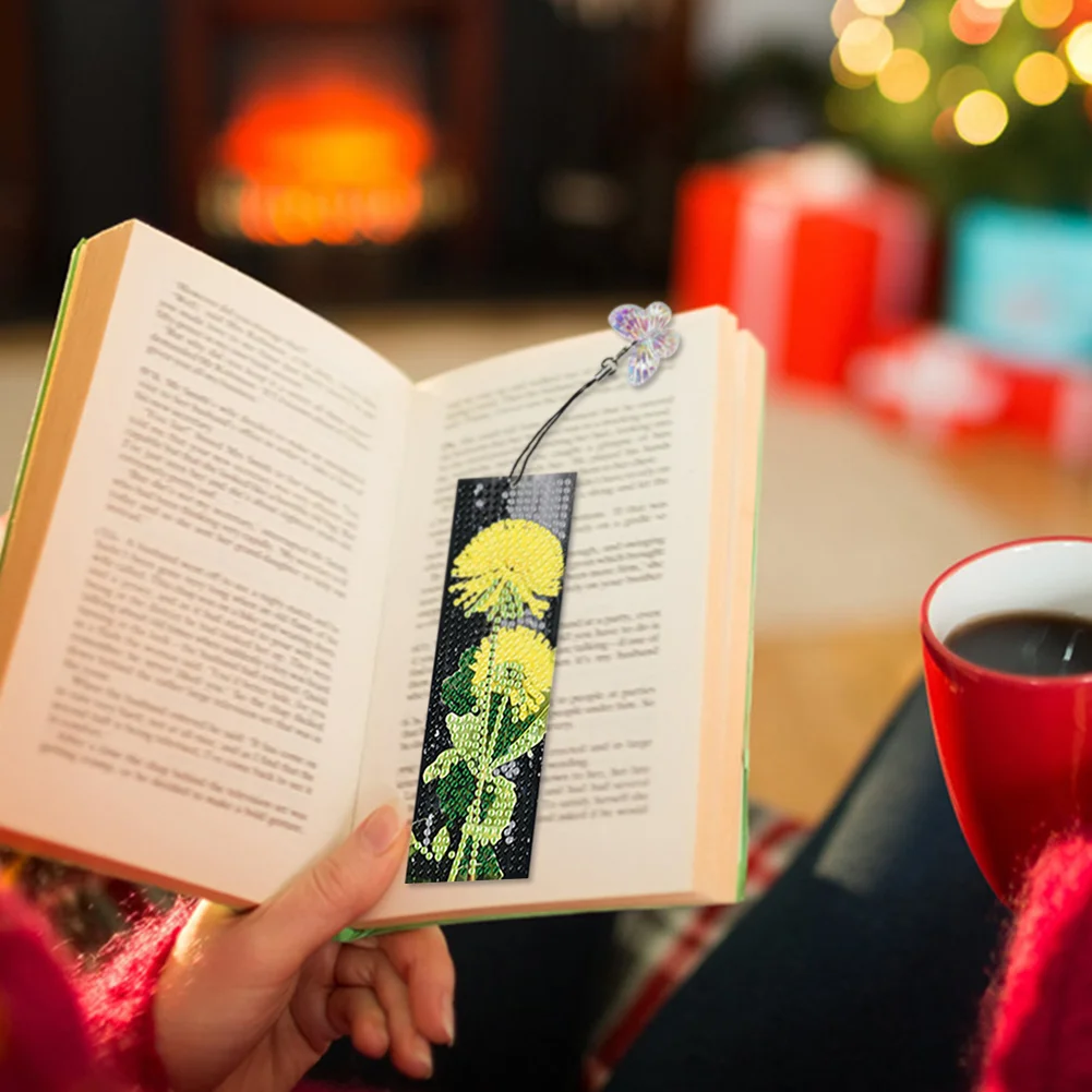 4Pcs Special Shaped Dandelion 5D DIY Diamond Painting Book Mark for Beginners