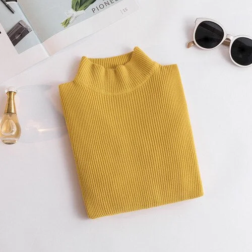 Spring Autumn Winter Turtleneck Sweaters Slim-fit Korean Sweater Long Sleeve Pullovers Short  Casual Tight Clothes New Arrival