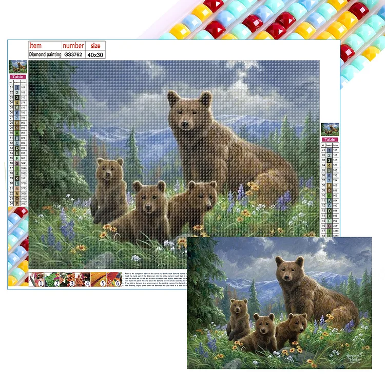 Brown Bear 40*30CM (Canvas) Full Square Drill Diamond Painting gbfke