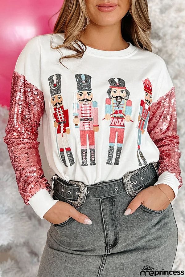 Shiny New Toys Sequined Nutcracker Pullover Sweatshirt