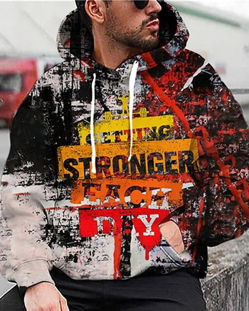 Men's Letter Printing Sports Hoodies