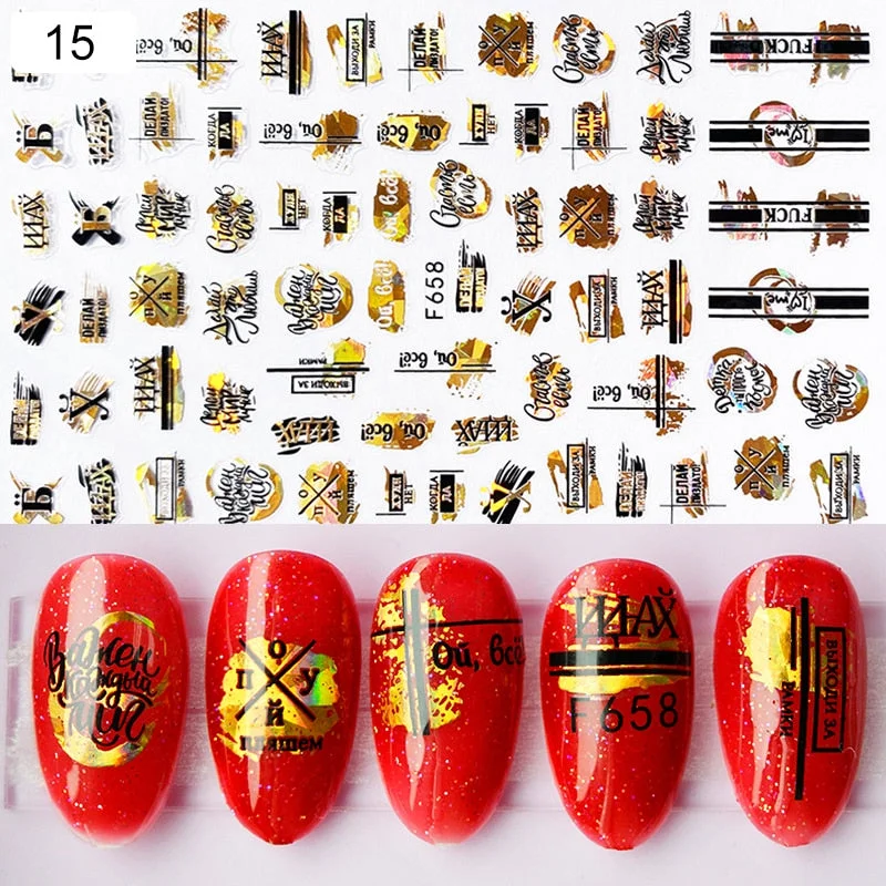 1 Sheet iridescent Nail Sticker Black leave 3D Transfer Beautiful Nail Decals Decoration Summer Popupar DIY Nail Design